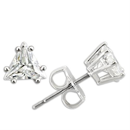 JCE156 Rhodium 925 Sterling Silver Earrings with AAA Grade CZ  in Clear