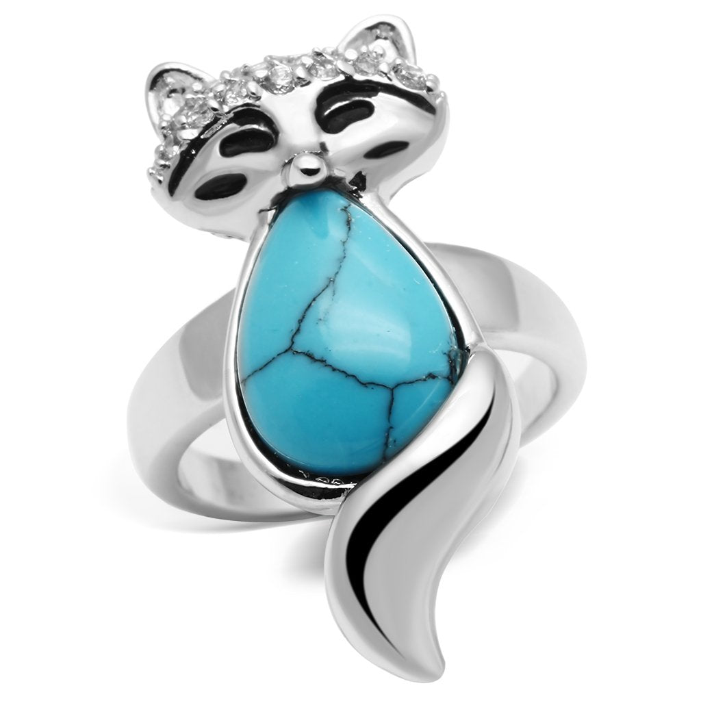 JCE295-8 Rhodium Brass Ring with Synthetic Turquoise in Sea Blue-8