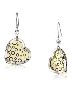 JCE2694 Gold+Rhodium Iron Earrings with Top Grade Crystal  in Clear