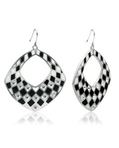 JCE310 High polished (no plating) Stainless Steel Earrings with Top Grade Crystal  in Clear-Default Title
